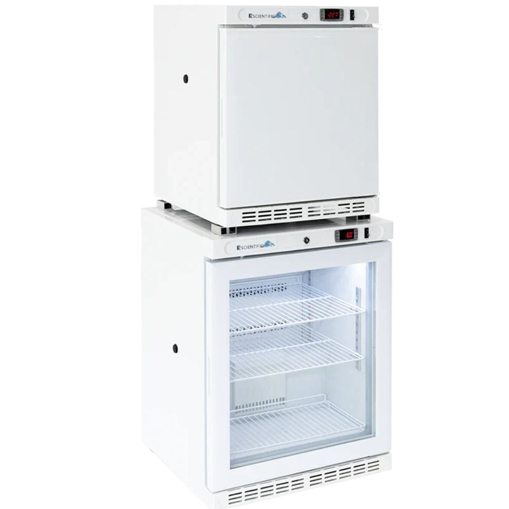 4 Cu. Ft. Combination Glass Door Refrigerator & 2 Cu. Ft. Solid Door Freezer