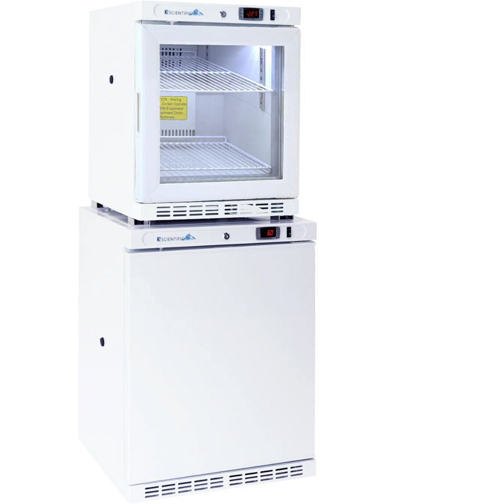 2.5 Cu. Ft. Combination Lab Glass Door Refrigerator & 4 Cu Ft. Solid Door Freezer